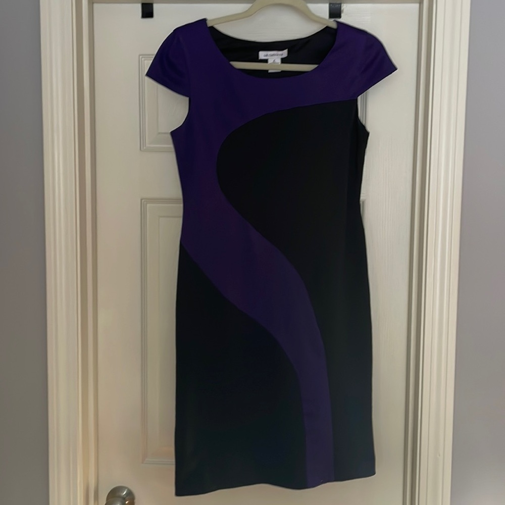 Liz Claiborne Black & Purple Color Block Dress